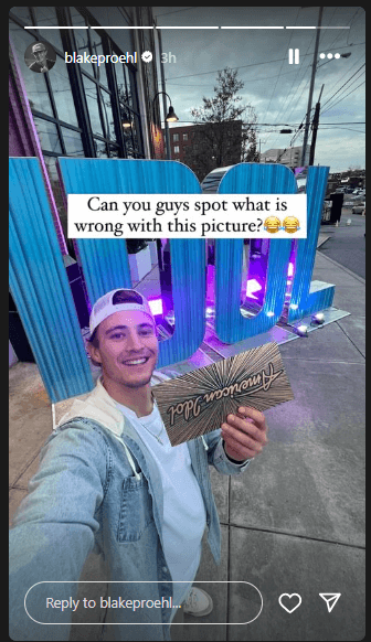 Blake Proehl shared the picture with a golden ticket after the audition