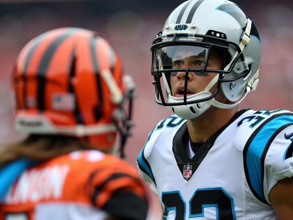 Bryce Young in Panthers uniform, focused on the field